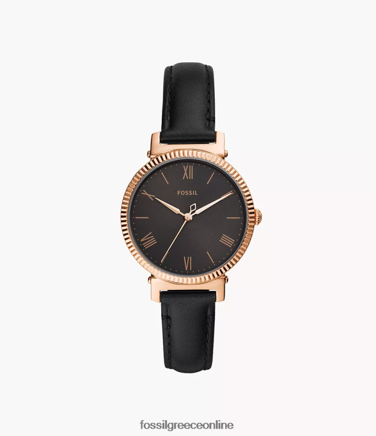 Fossil γυναίκες δερμάτινο ρολόι τριών χεριών daisy FVT06R94 παρακολουθώ μαύρος