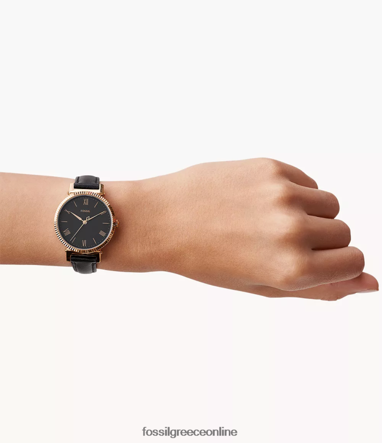 Fossil γυναίκες δερμάτινο ρολόι τριών χεριών daisy FVT06R94 παρακολουθώ μαύρος