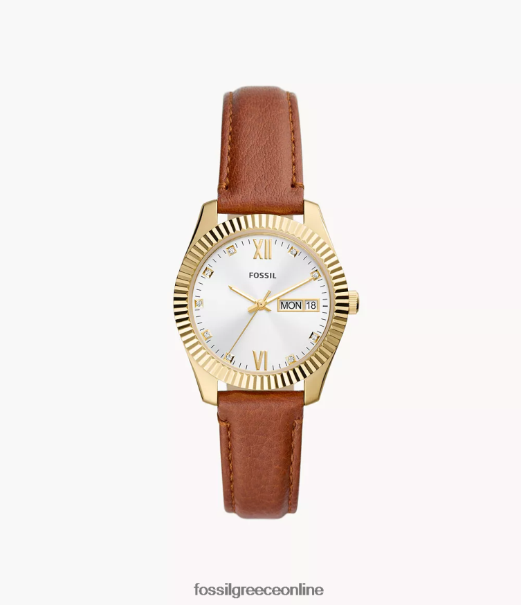 Fossil γυναίκες κόκκινο δερμάτινο ρολόι τριών χεριών day-date litehide FVT06R106 παρακολουθώ βυρσοδέψω