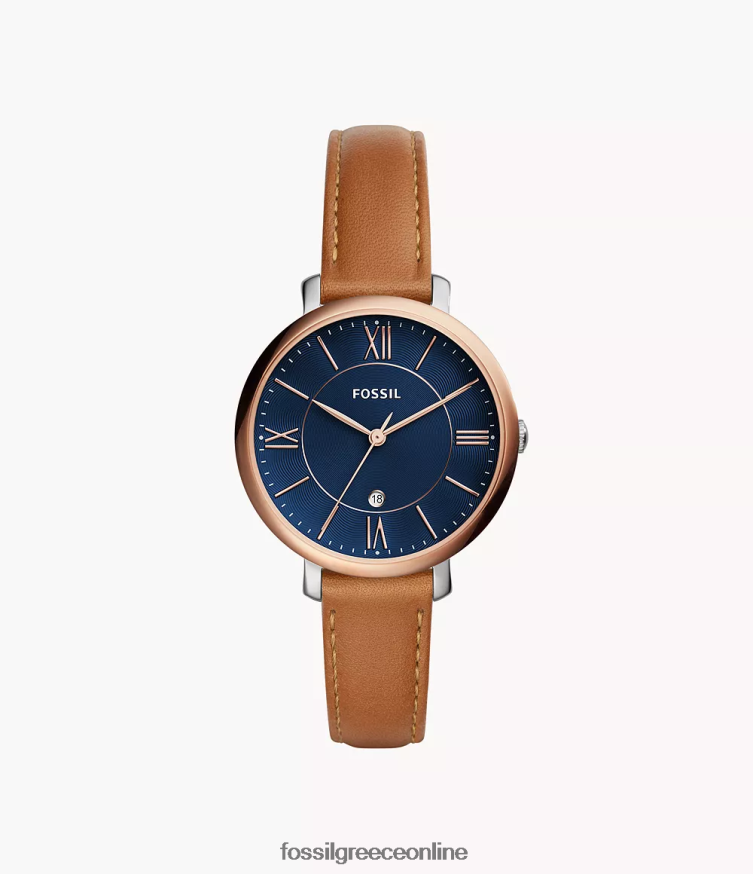 Fossil γυναίκες δερμάτινο ρολόι αποσκευών jacqueline με τρία χέρια FVT06R100 παρακολουθώ καφέ
