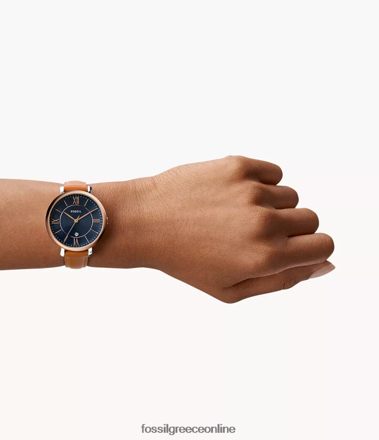 Fossil γυναίκες δερμάτινο ρολόι αποσκευών jacqueline με τρία χέρια FVT06R100 παρακολουθώ καφέ