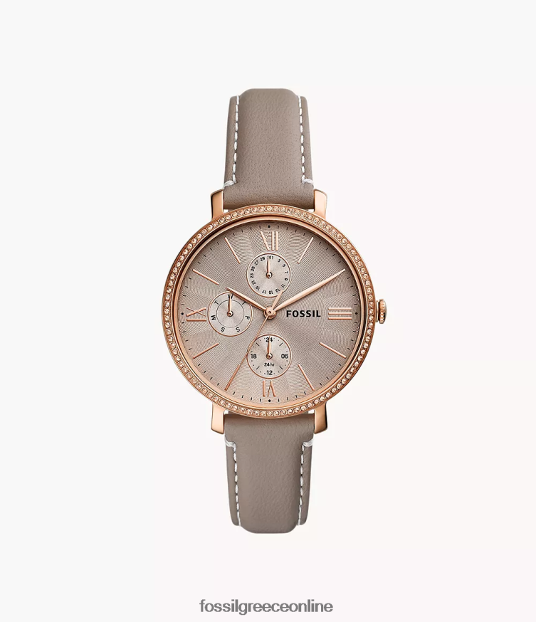 Fossil γυναίκες πολυλειτουργικό δερμάτινο ρολόι jacqueline litehide FVT06R89 παρακολουθώ γκρί