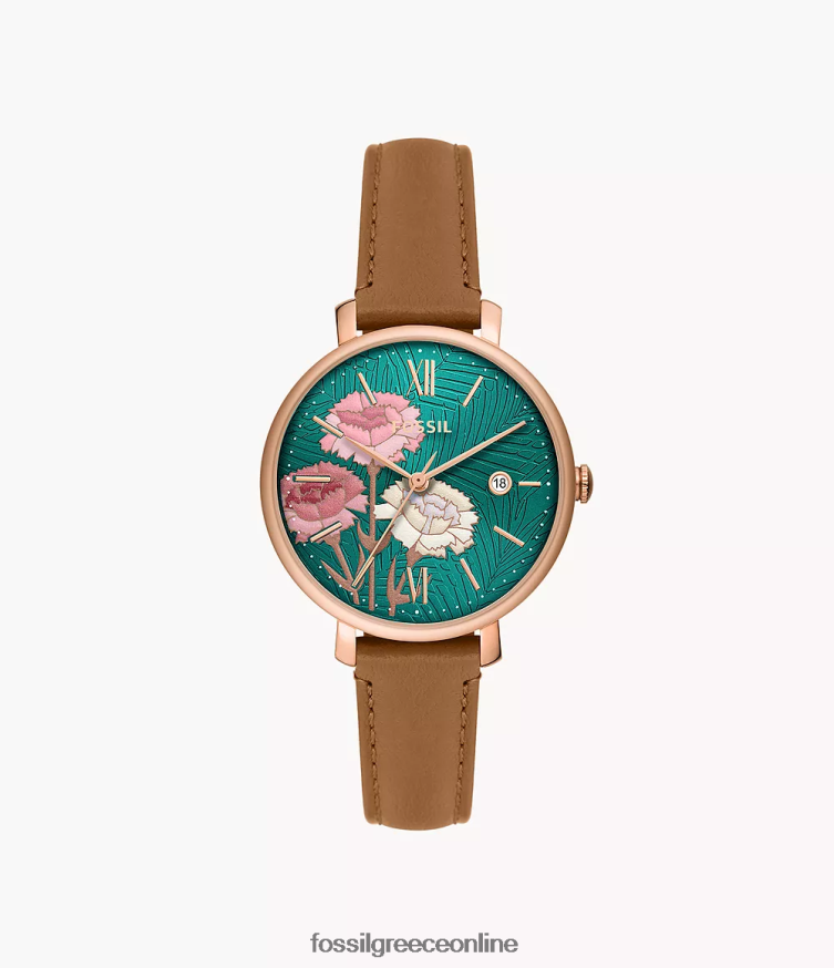 Fossil γυναίκες δερμάτινο ρολόι jacqueline ραντεβού litehide με τρία χέρια FVT06R91 παρακολουθώ μέτριο καφέ