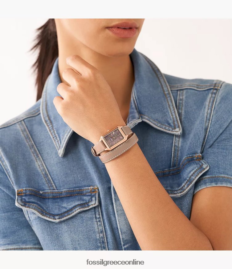 Fossil γυναίκες δερμάτινο ρολόι ρολογιού raquel τριών χεριών litehide FVT06R105 παρακολουθώ λάτε