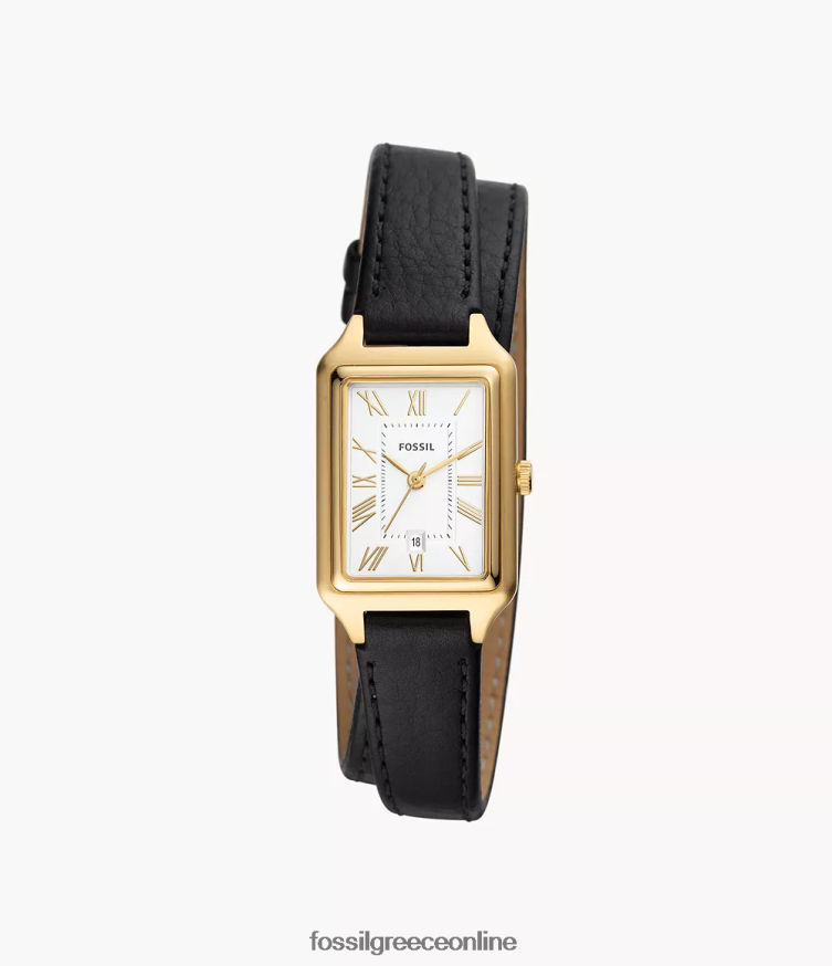 Fossil γυναίκες δερμάτινο ρολόι ρολογιού raquel τριών χεριών litehide FVT06R107 παρακολουθώ μαύρος