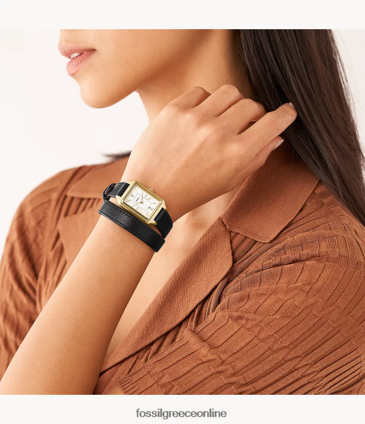 Fossil γυναίκες δερμάτινο ρολόι ρολογιού raquel τριών χεριών litehide FVT06R107 παρακολουθώ μαύρος