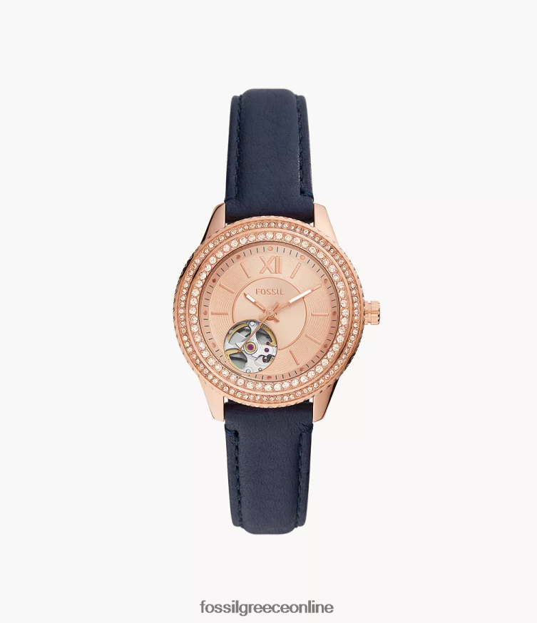 Fossil γυναίκες δερμάτινο ρολόι stella litehide αυτόματο FVT06R88 παρακολουθώ ΠΟΛΕΜΙΚΟ ΝΑΥΤΙΚΟ