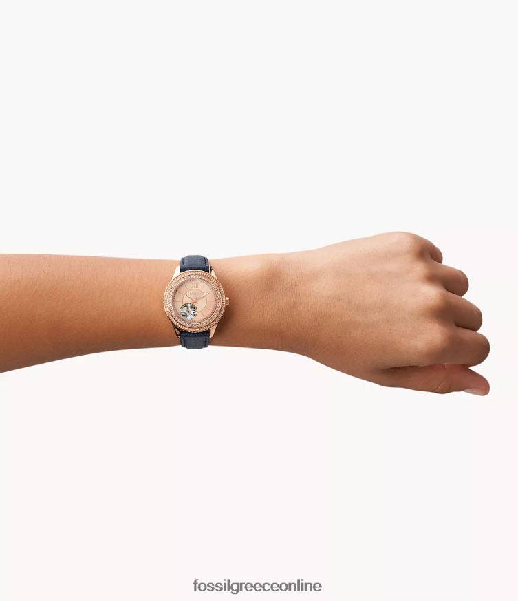 Fossil γυναίκες δερμάτινο ρολόι stella litehide αυτόματο FVT06R88 παρακολουθώ ΠΟΛΕΜΙΚΟ ΝΑΥΤΙΚΟ
