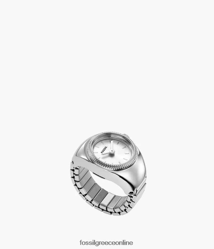 Fossil γυναίκες δαχτυλίδι ρολογιού δύο χεριών από ανοξείδωτο ατσάλι FVT06R21 δαχτυλίδι ρολογιού ασημί-τόνος