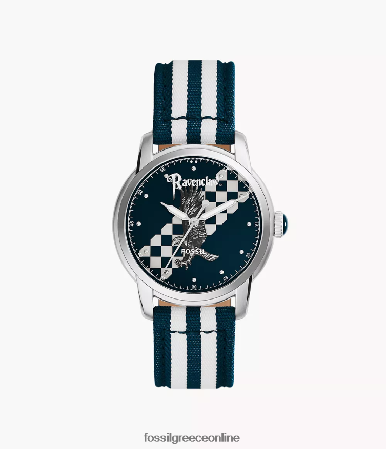 Fossil γυναίκες περιορισμένης έκδοσης ρολόι νάιλον Χάρι Πότερ τριών χεριών ravenclaw FVT06R184 αξεσουάρ ναυτικό/λευκό