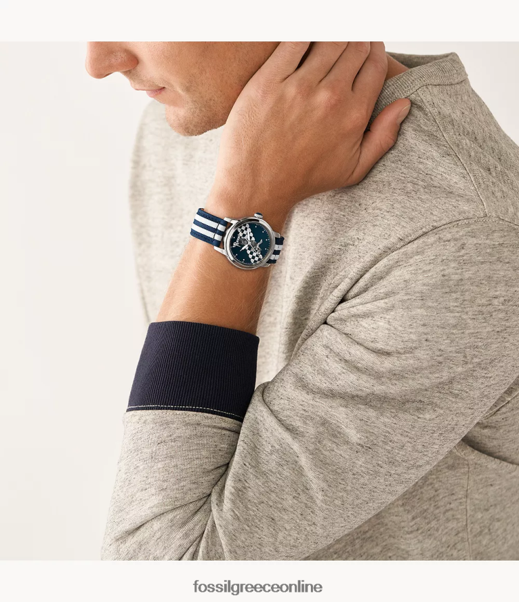 Fossil γυναίκες περιορισμένης έκδοσης ρολόι νάιλον Χάρι Πότερ τριών χεριών ravenclaw FVT06R184 αξεσουάρ ναυτικό/λευκό