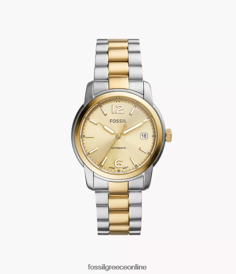 Fossil γυναίκες κληρονομιά αυτόματο ρολόι από ανοξείδωτο ατσάλι FVT06R24 παρακολουθώ διχρωμία