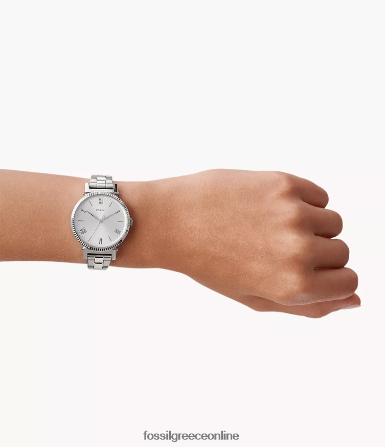 Fossil γυναίκες ρολόι μαργαρίτα από ανοξείδωτο ατσάλι τριών χεριών FVT06R46 παρακολουθώ ασημί-τόνος