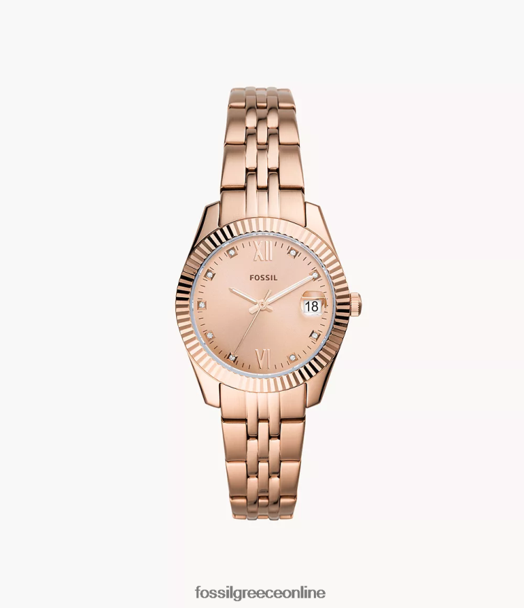 Fossil γυναίκες Μίνι κόκκινο ρολόι από ανοξείδωτο ατσάλι με τρία χέρια FVT06R51 παρακολουθώ ροζ χρυσός τόνος