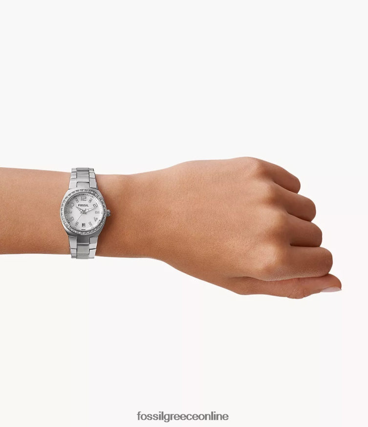 Fossil γυναίκες ρολόι συναδέλφου από ανοξείδωτο ατσάλι FVT06R52 παρακολουθώ ασήμι