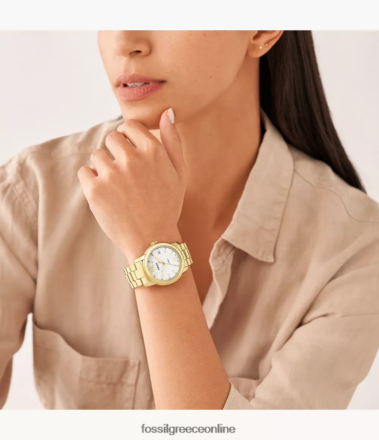 Fossil γυναίκες κληρονομιά αυτόματο ρολόι από ανοξείδωτο ατσάλι FVT06R67 παρακολουθώ χρυσός τόνος