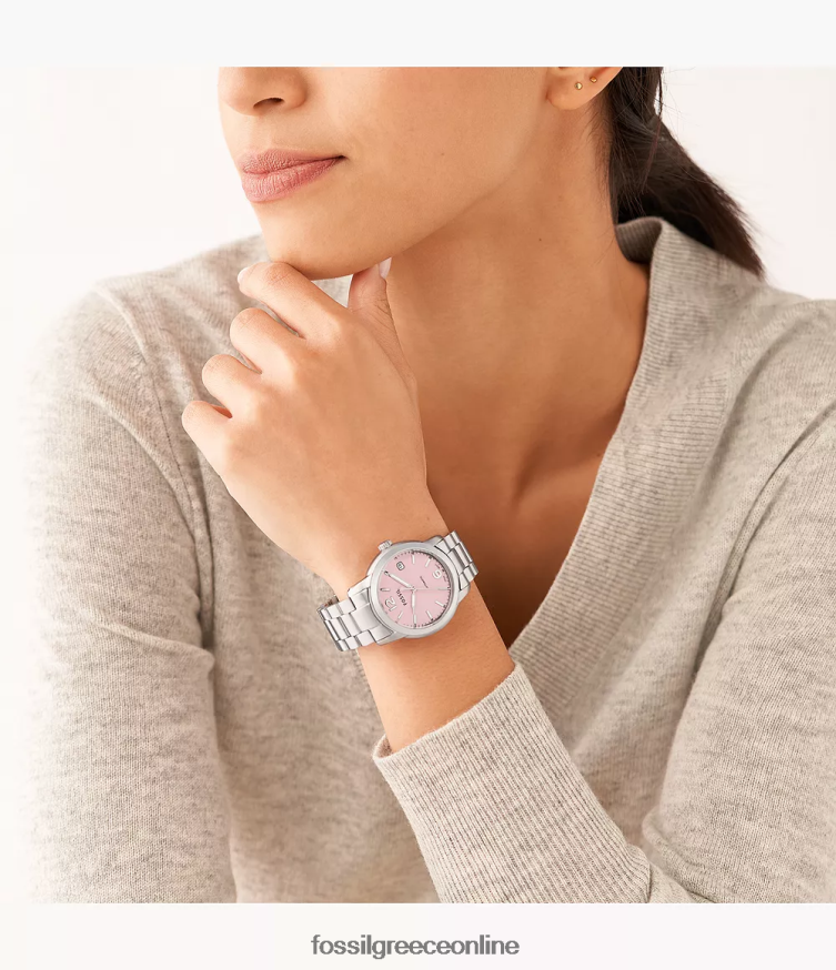 Fossil γυναίκες κληρονομιά αυτόματο ρολόι από ανοξείδωτο ατσάλι FVT06R70 παρακολουθώ ασημί-τόνος