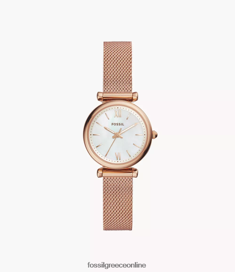 Fossil γυναίκες carlie ρολόι τριών χεριών από ανοξείδωτο ατσάλι FVT06R110 παρακολουθώ ροζ χρυσός τόνος