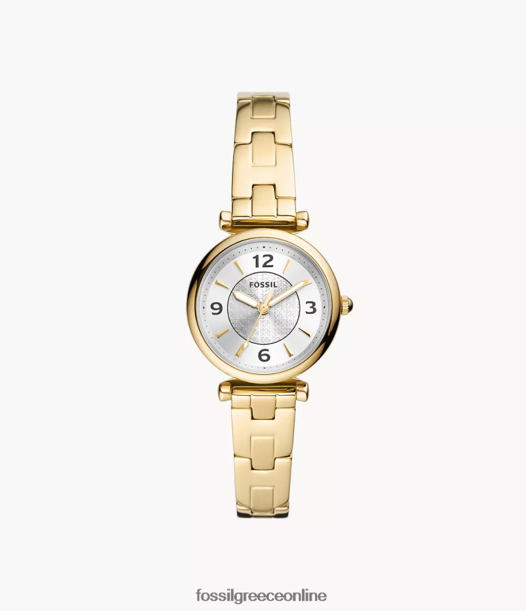 Fossil γυναίκες carlie ρολόι τριών χεριών από ανοξείδωτο ατσάλι FVT06R72 παρακολουθώ χρυσός τόνος