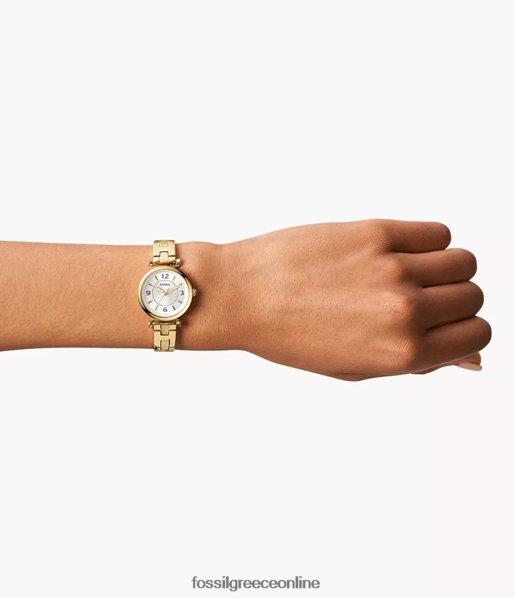 Fossil γυναίκες carlie ρολόι τριών χεριών από ανοξείδωτο ατσάλι FVT06R72 παρακολουθώ χρυσός τόνος