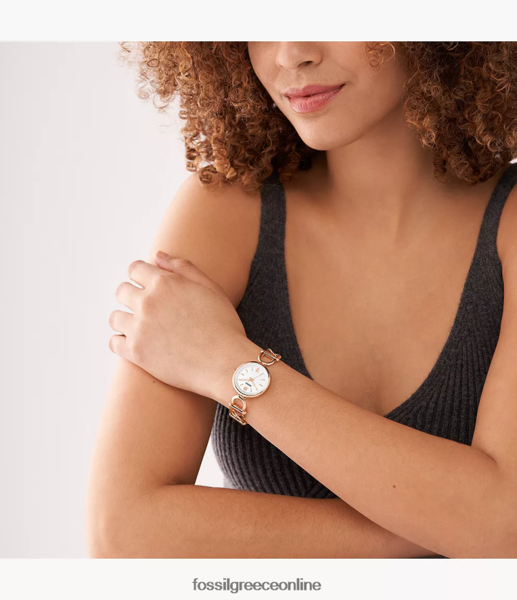 Fossil γυναίκες carlie ρολόι τριών χεριών από ανοξείδωτο ατσάλι FVT06R73 παρακολουθώ ροζ χρυσός τόνος