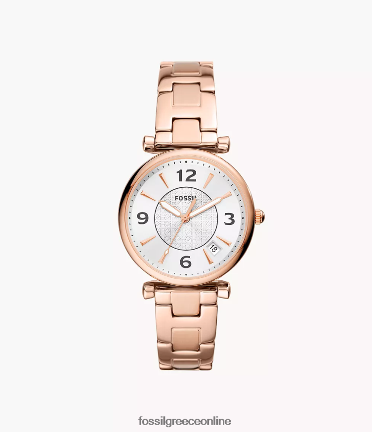 Fossil γυναίκες ρολόι carlie από ανοξείδωτο ατσάλι με τρία χέρια FVT06R77 παρακολουθώ ροζ χρυσός τόνος