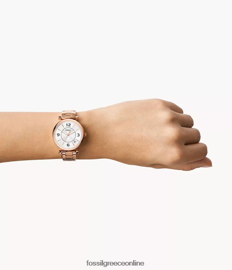 Fossil γυναίκες ρολόι carlie από ανοξείδωτο ατσάλι με τρία χέρια FVT06R77 παρακολουθώ ροζ χρυσός τόνος