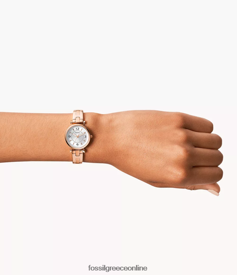 Fossil γυναίκες carlie ρολόι τριών χεριών από ανοξείδωτο ατσάλι FVT06R80 παρακολουθώ ροζ χρυσός τόνος