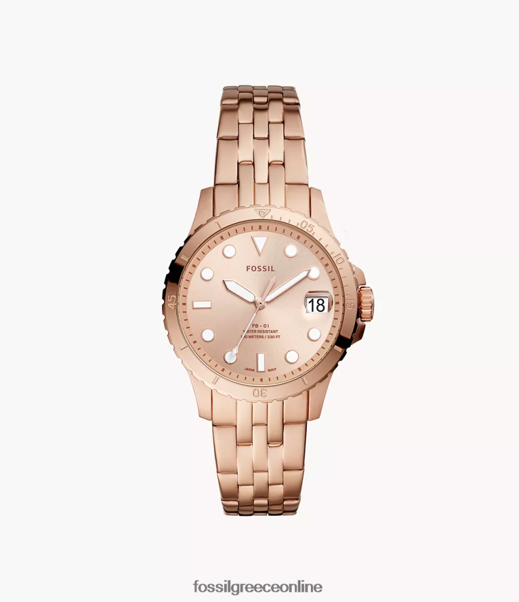 Fossil γυναίκες fb-01 ρολόι από ανοξείδωτο ατσάλι με τρία χέρια FVT06R115 παρακολουθώ ροζ χρυσός τόνος