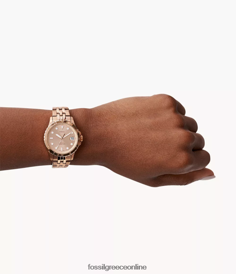 Fossil γυναίκες fb-01 ρολόι από ανοξείδωτο ατσάλι με τρία χέρια FVT06R115 παρακολουθώ ροζ χρυσός τόνος