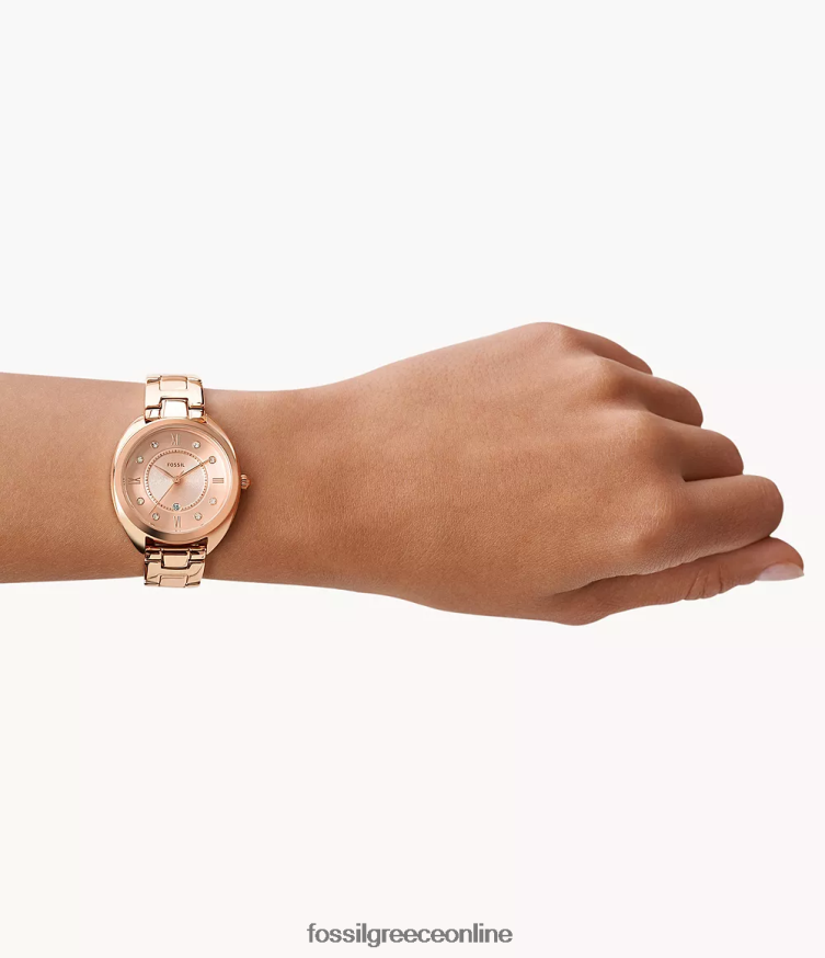 Fossil γυναίκες gabby ρολόι από ανοξείδωτο ατσάλι με τρία χέρια FVT06R275 παρακολουθώ ροζ χρυσός τόνος