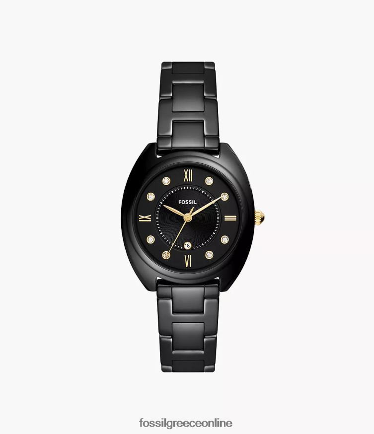 Fossil γυναίκες gabby ρολόι από ανοξείδωτο ατσάλι και κεραμικό με τρία χέρια FVT06R83 παρακολουθώ μαύρος
