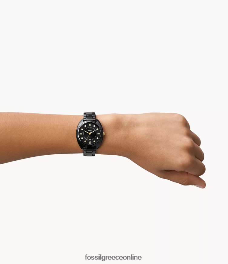 Fossil γυναίκες gabby ρολόι από ανοξείδωτο ατσάλι και κεραμικό με τρία χέρια FVT06R83 παρακολουθώ μαύρος