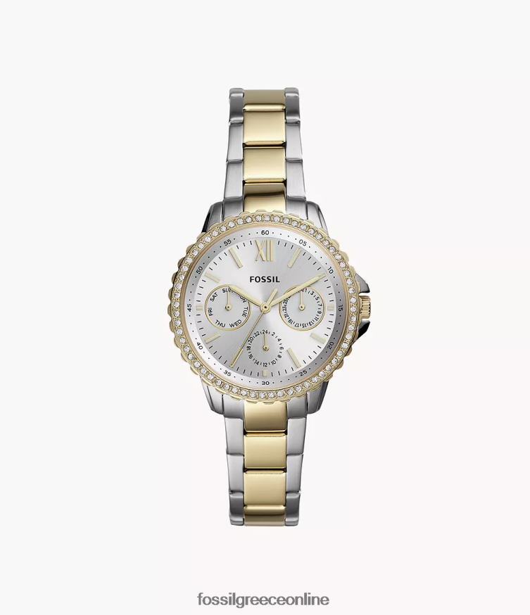 Fossil γυναίκες Πολυλειτουργικό ρολόι izzy από ανοξείδωτο ατσάλι FVT06R44 παρακολουθώ διχρωμία