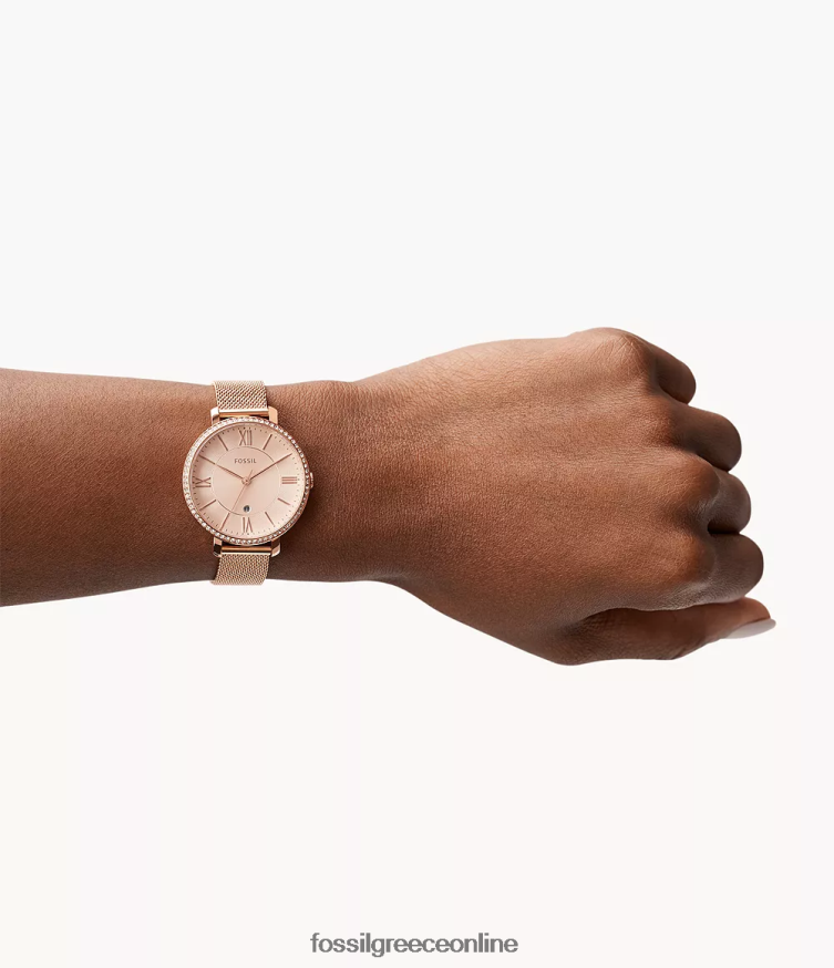 Fossil γυναίκες ρολόι jacqueline από ανοξείδωτο ατσάλι με τρία χέρια FVT06R114 παρακολουθώ ροζ χρυσός τόνος