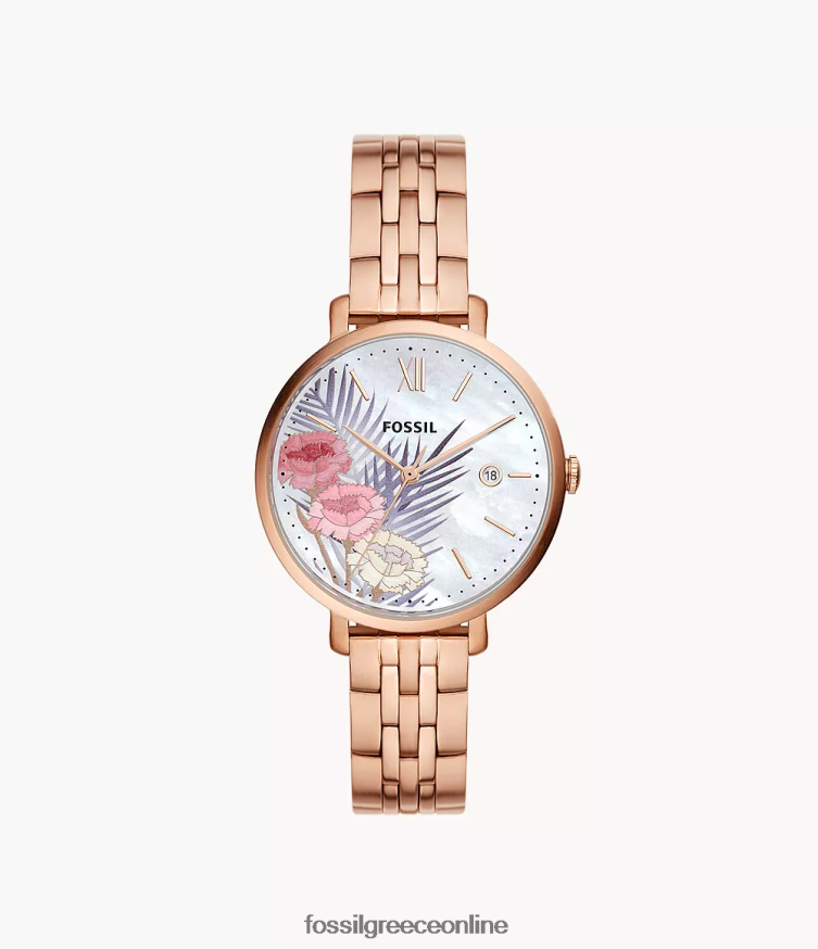 Fossil γυναίκες ρολόι jacqueline από ανοξείδωτο ατσάλι με τρία χέρια FVT06R43 παρακολουθώ ροζ χρυσός τόνος