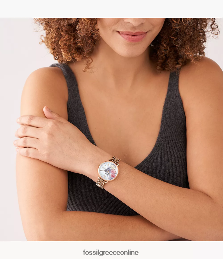 Fossil γυναίκες ρολόι jacqueline από ανοξείδωτο ατσάλι με τρία χέρια FVT06R43 παρακολουθώ ροζ χρυσός τόνος