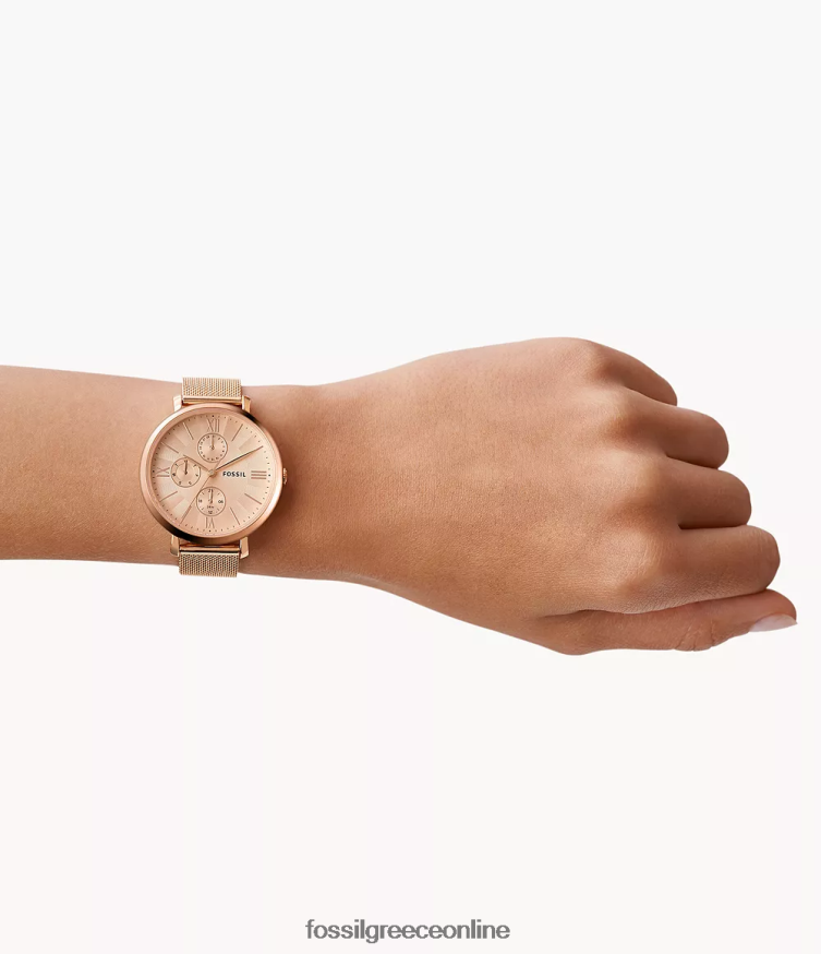 Fossil γυναίκες ρολόι jacqueline πολλαπλών λειτουργιών από διχτυωτό ατσάλι FVT06R45 παρακολουθώ ροζ χρυσός τόνος
