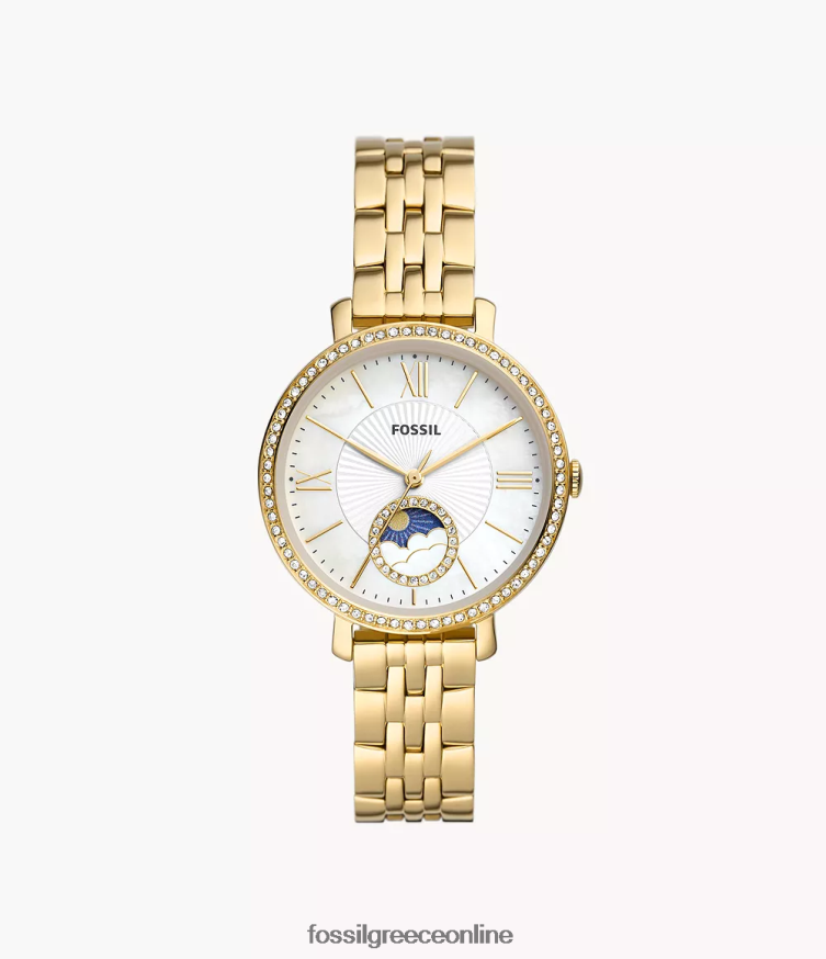 Fossil γυναίκες πολυλειτουργικό ρολόι jacqueline sun moon σε τόνους από ανοξείδωτο ατσάλι FVT06R58 παρακολουθώ χρυσός