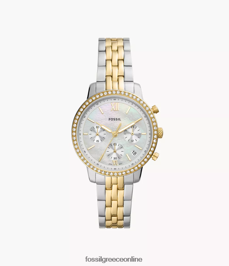 Fossil γυναίκες ρολόι neutra χρονογράφος από ανοξείδωτο ατσάλι FVT06R54 παρακολουθώ διχρωμία