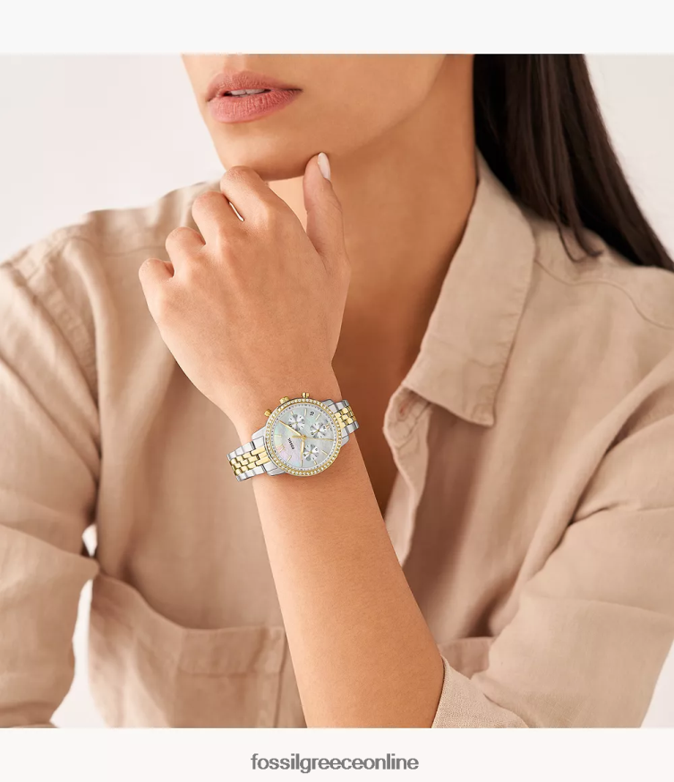 Fossil γυναίκες ρολόι neutra χρονογράφος από ανοξείδωτο ατσάλι FVT06R54 παρακολουθώ διχρωμία