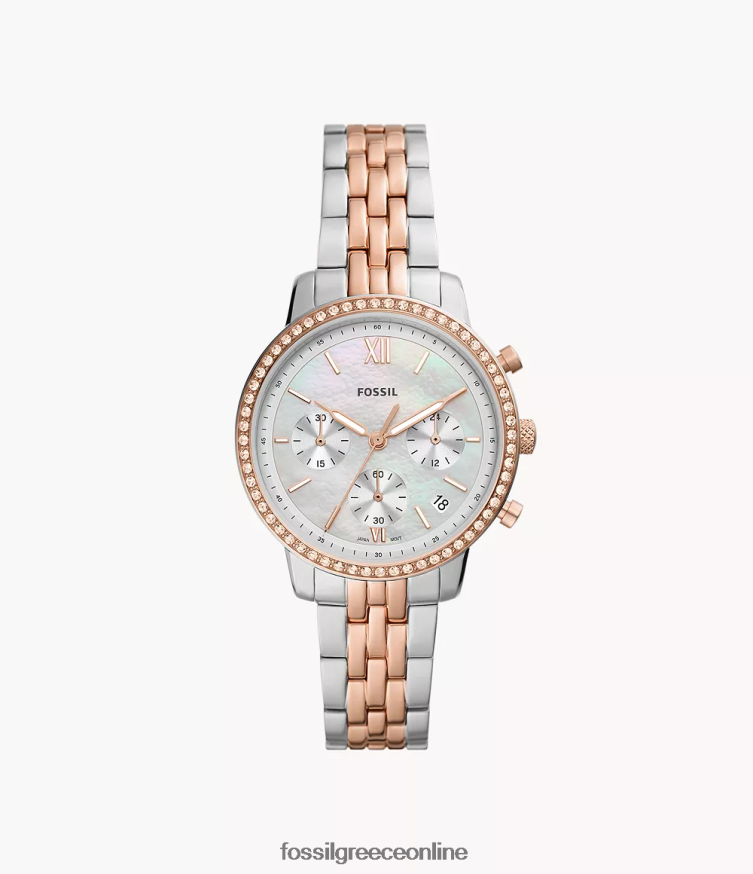 Fossil γυναίκες ρολόι neutra χρονογράφος από ανοξείδωτο ατσάλι FVT06R57 παρακολουθώ διχρωμία