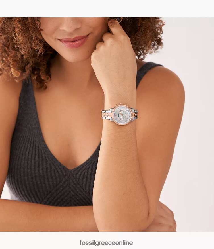Fossil γυναίκες ρολόι neutra χρονογράφος από ανοξείδωτο ατσάλι FVT06R57 παρακολουθώ διχρωμία