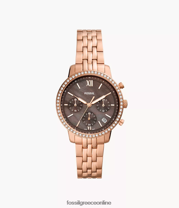 Fossil γυναίκες ρολόι neutra χρονογράφος από ανοξείδωτο ατσάλι FVT06R68 παρακολουθώ ροζ χρυσός τόνος