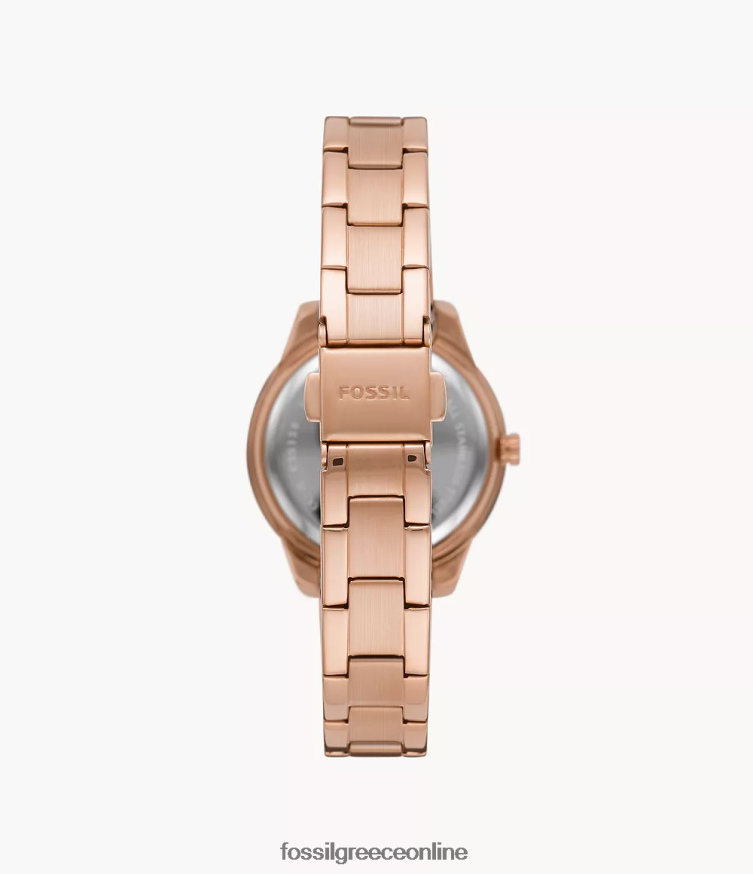 Fossil γυναίκες ρολόι stella από ανοξείδωτο ατσάλι με τρία χέρια FVT06R30 παρακολουθώ ροζ χρυσός τόνος