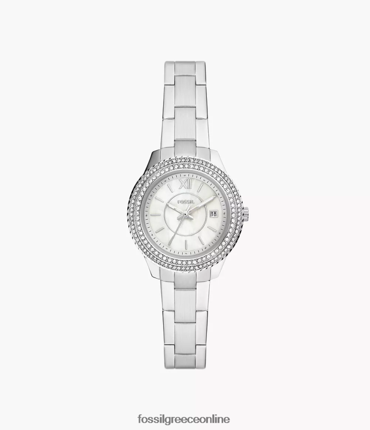 Fossil γυναίκες ρολόι stella από ανοξείδωτο ατσάλι με τρία χέρια FVT06R31 παρακολουθώ ασημί-τόνος