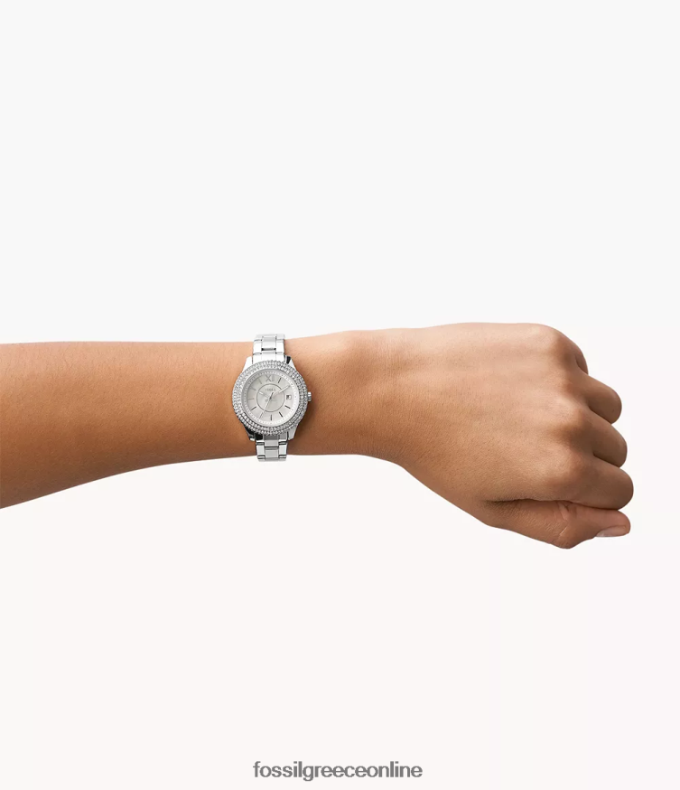 Fossil γυναίκες ρολόι stella από ανοξείδωτο ατσάλι με τρία χέρια FVT06R31 παρακολουθώ ασημί-τόνος