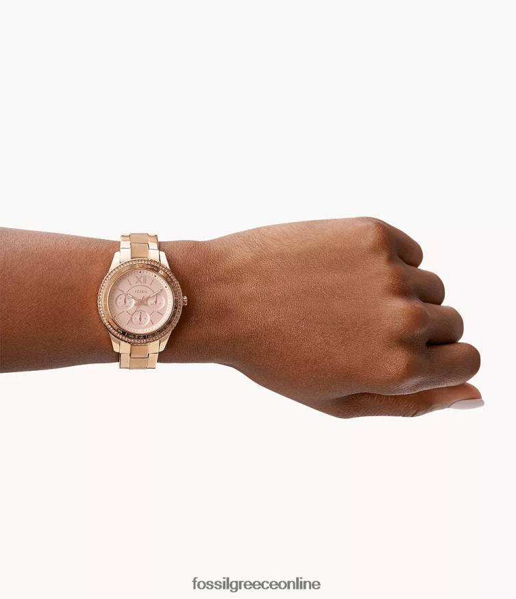 Fossil γυναίκες ρολόι stella sport πολλαπλών λειτουργιών από ανοξείδωτο ατσάλι FVT06R33 παρακολουθώ ροζ χρυσός τόνος