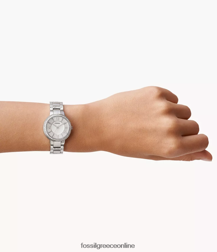 Fossil γυναίκες ρολόι virginia από ανοξείδωτο ατσάλι FVT06R84 παρακολουθώ ασήμι