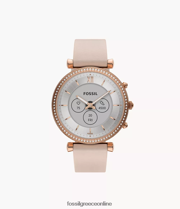 Fossil γυναίκες carlie gen 6 hybrid smartwatch δέρμα FVT06R15 παρακολουθώ ροζ